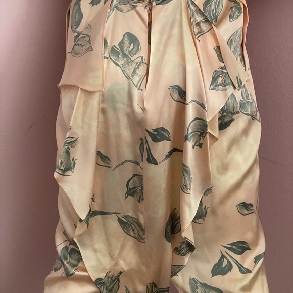 Vintage Silk DRESS Backless Dolman Sleeve SZ 4 Train Structured Shoulders Pink - Picture 11 of 13